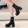 Fashion Lace Kawaii Summer Breathable Platform Boots Lace-up Thick Sole Women Back Zipper Height Increasing Boots Women's Breathe Boots