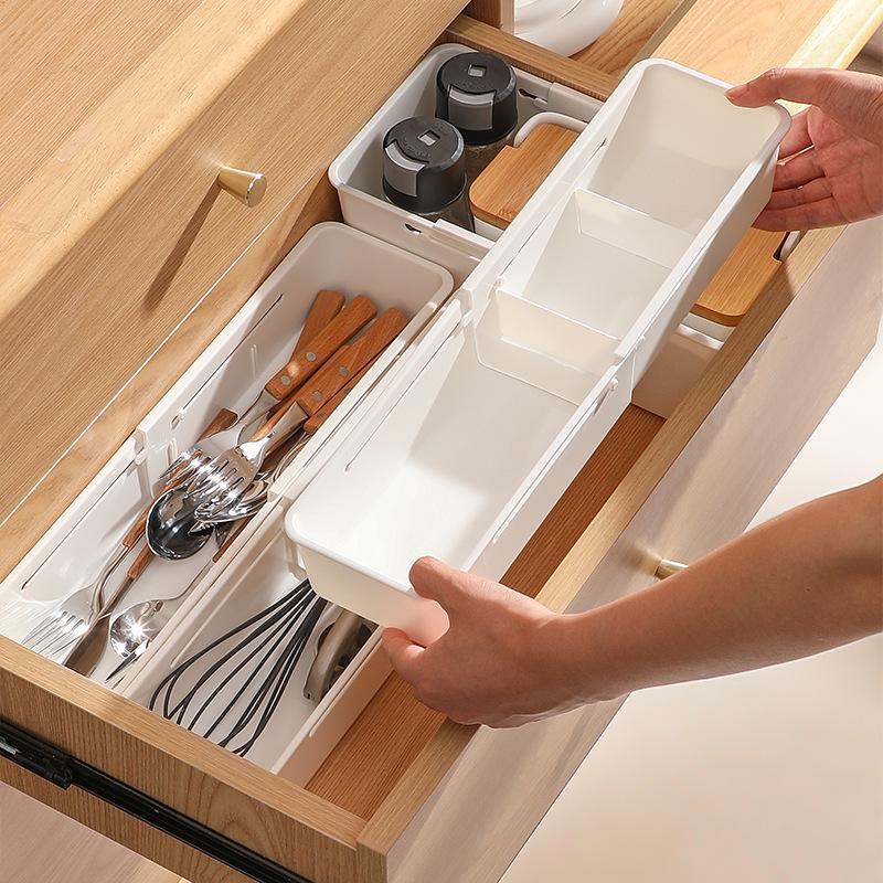Retractable Kitchen Drawer Organizer: Japanese Style Storage Box for Underwear, Cutlery, and Socks