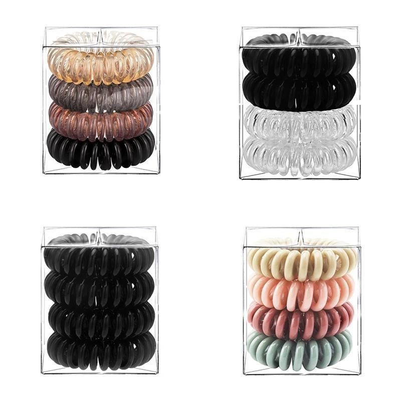 Telephone Wire Elastic Hair Rubber Bands Transparent Spiral Hair Ties Rings Gum for Women Hair Accessories