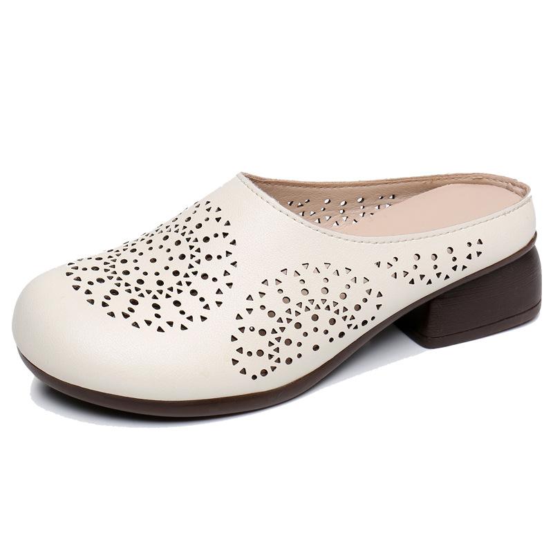 Dámské zelené sandály 2024 letní pohodlné platformové sandály pravá kůže nazouváky vyřezávané zvýšení protiskluzové módní dámské boty