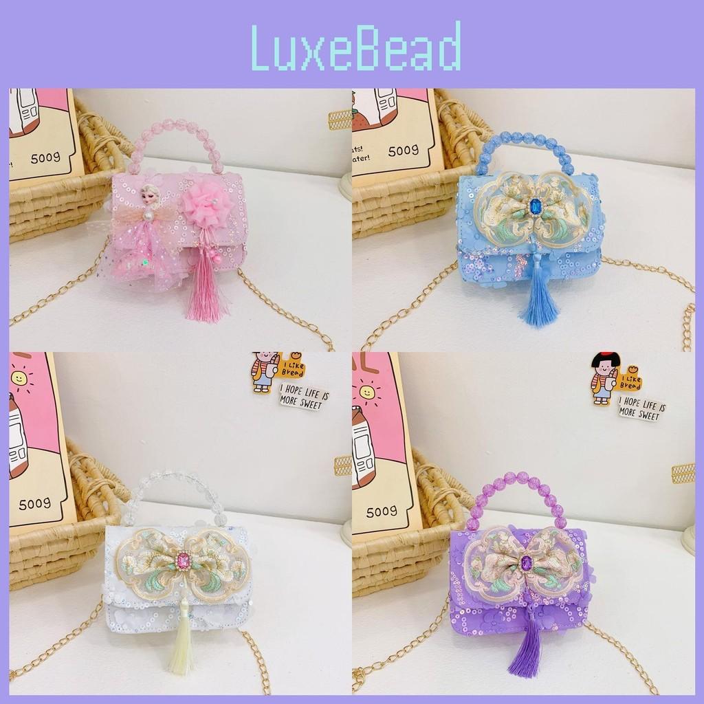 Frozen Bow Girl Messenger Bag Wind Chain Beaded Portable Tassel Shoulder Bag