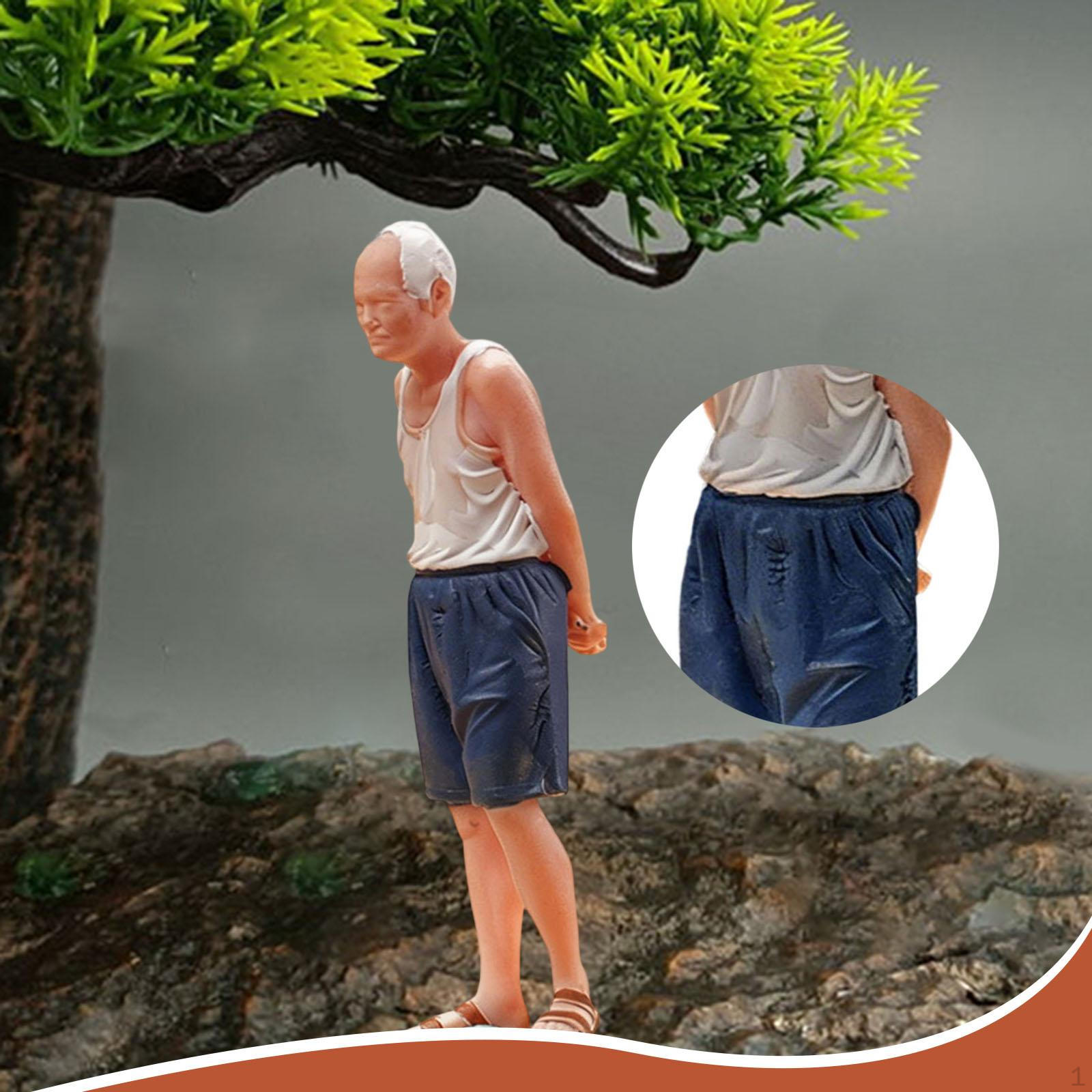 1/64 Scale Old Man Miniature Figure Mini Model Collectibles Decoration Scene Figurine DIY