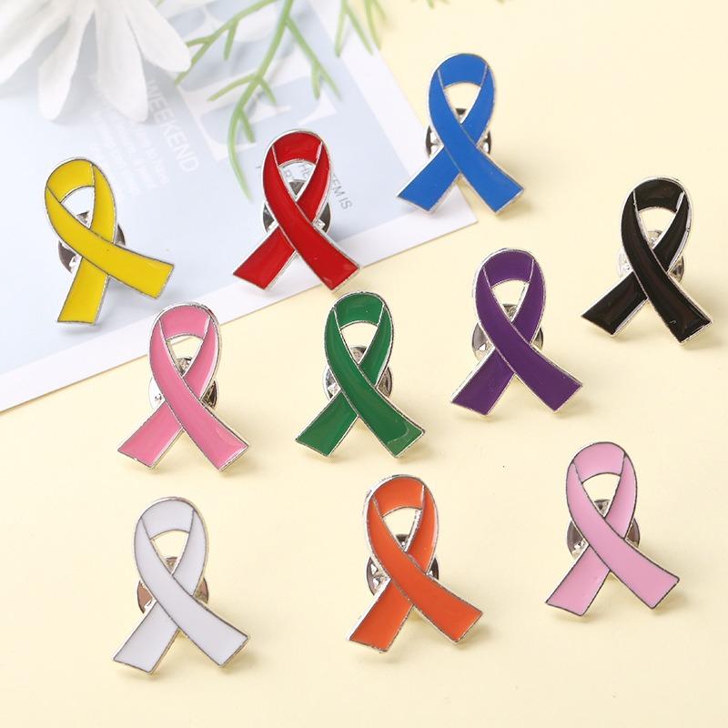 Red Awareness Ribbon Pins Love Care HIV AIDS Pink Ribbon Against Breast Cancer Lapel Badge Multi-coloured Dripping Oil Brooch