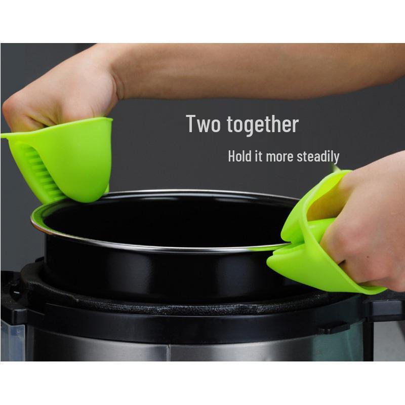 Heat-Resistant Silicone Gloves & Stainless Steel Dish Clip for High-Temperature Baking & Microwave Use