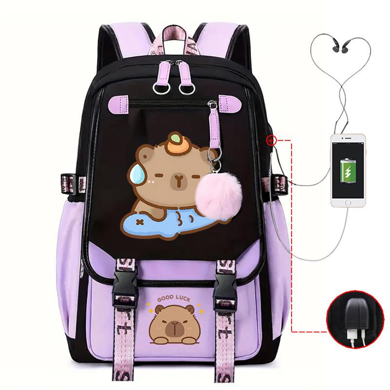 Campus Universal School Bag Kapibara Personality Trend USB Multifunctional Backpack Student New