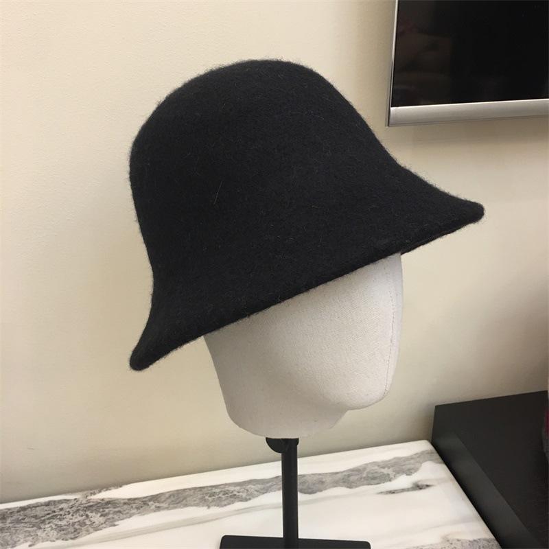 Wool bucket hat autumn and winter women double brim thermal basin hat literary fashion gift hat