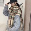 Winter Women's Long Plaid Scarf Outer Wear Girl Couple Double-sided Versatile Neck Warmer Korean Style Shawl Student Fresh Look
