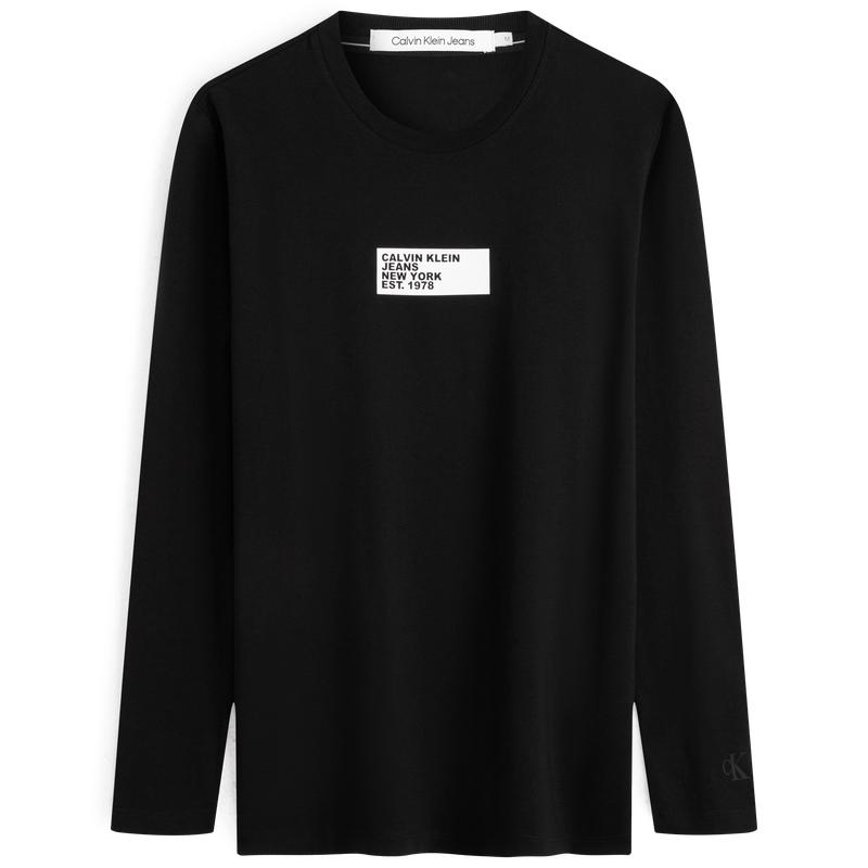 

Calvin Klein Hollow Letter Long Sleeve T-Shirt Men tops Space-Black J324497-BEH S