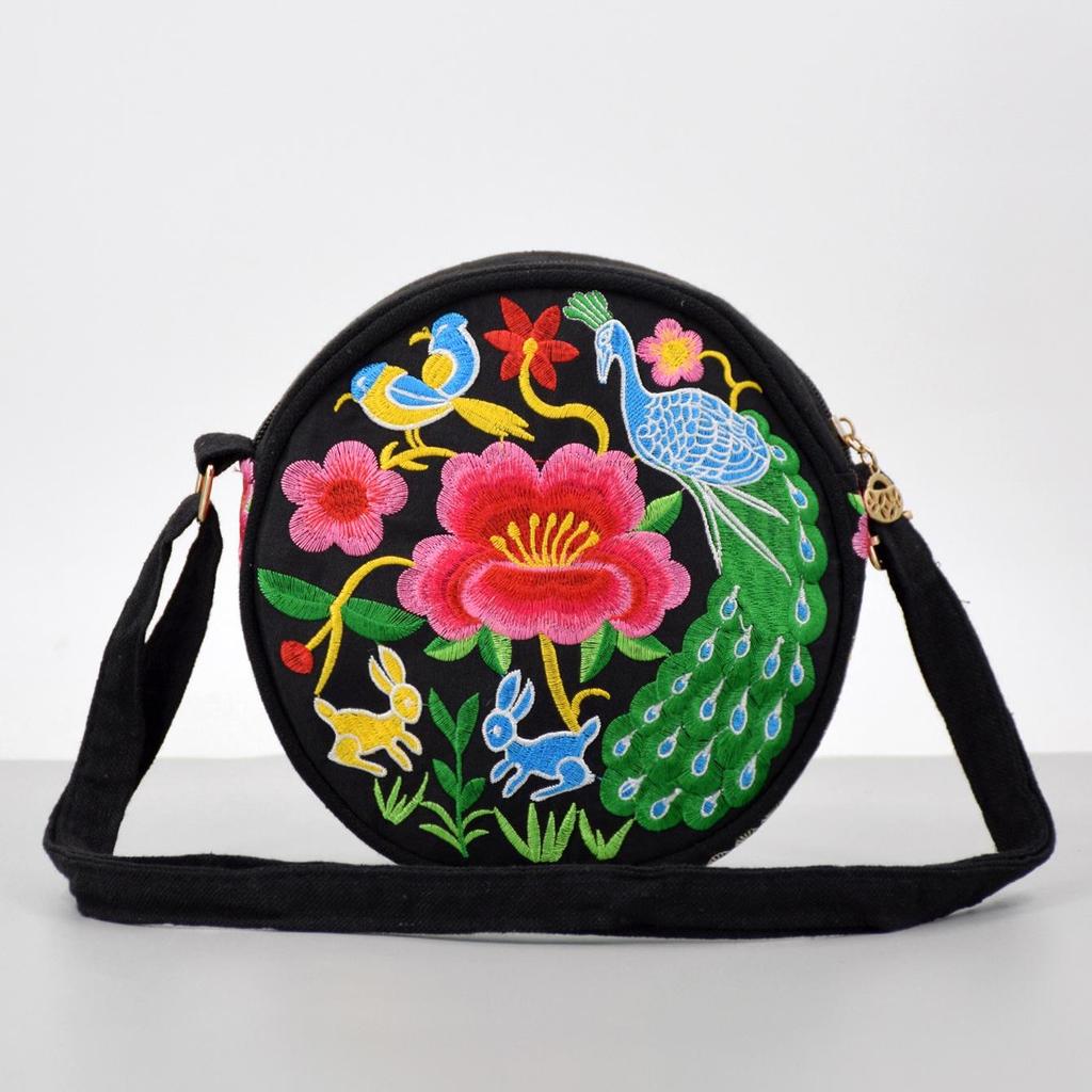 Kwiaty Haft Płócienna Torba Crossbody dla Kobiet Torba Listonoszka Etui na Telefon Komórkowy Portfel Damskie Małe Torby Na Ramię Listonoszka Crossbody