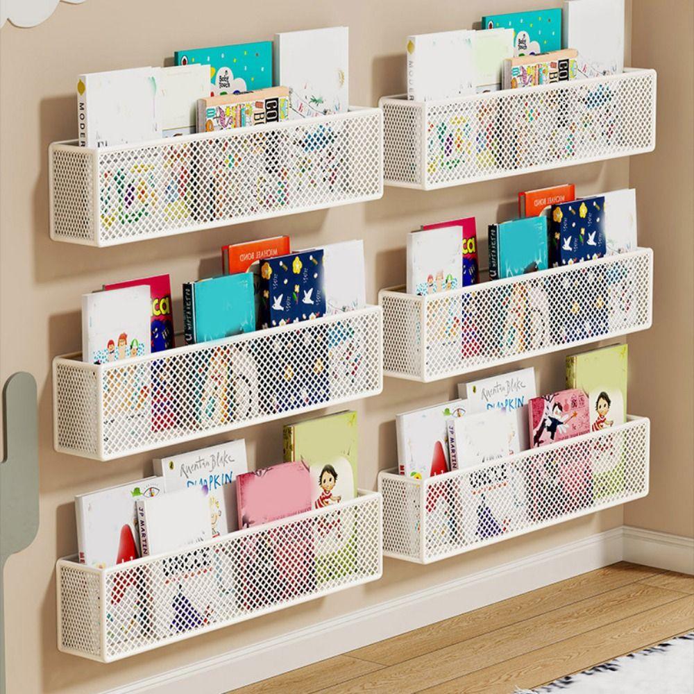 Metal Picture Book Sorting Rack Ultra Narrow Art Bookshelf Picture Book Organizer  Behind The Door