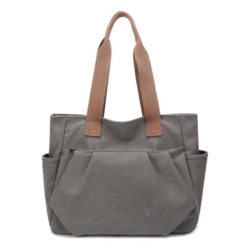 Fashionable Handbag Canvas Bag Large-capacity Shoulder Simple Female Student Class All-matching Commuting