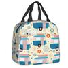 Colourful Vintage Caravans And Flowers Pattern Thermal Insulated Lunch Bags Women Happy Campers Portable Lunch Tote Food Box