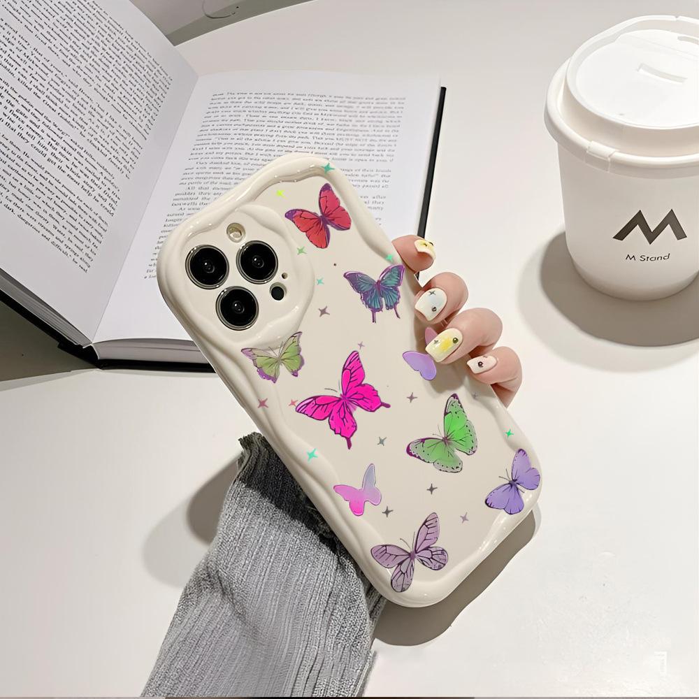Color butterfly iphone case apple 16 cream pattern 13promax anti-drop 12 soft case 15 protective case 14