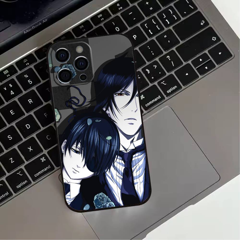 Black Anime B-ButlerS  Phone Case For iPhone 17,16,15,14,13,12,11 Plus,Pro Max,XS,Soft Silicone Black Cover