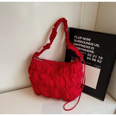 New Design Pleated Plaid Cloud Bag Underarm Bag Women's New Down Air Chain Shoulder Bag Handbag