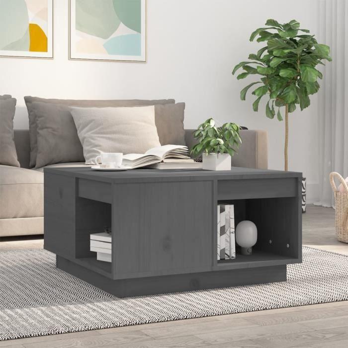 814531 vidaXL Coffee Table Grey 60x61x32.5 Cm Solid Pine Wood