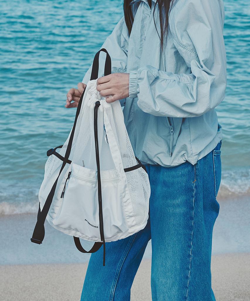Afterhours Drawstring Light Mesh Backpack (White)