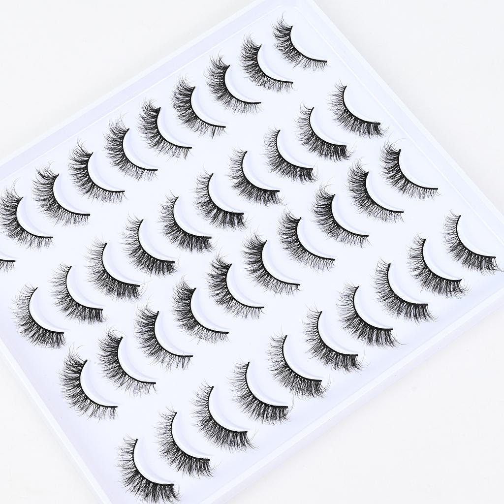 2026 False Eyelashes One Piece Natural Curl Pocket Sweet False Eyelash Tuft Women's Group Short 20 Pairs
