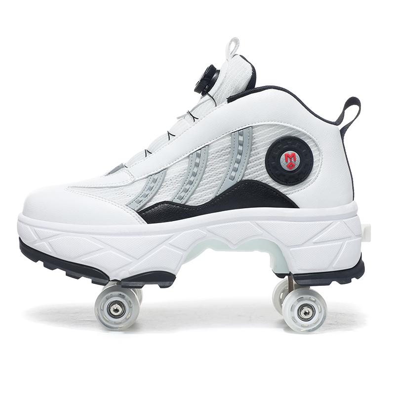 

New Unisex Deformation Parkour Shoes Four Wheels Rounds Of Running Shoes 2025 Casual Sneakers Deform Roller Shoes Skating Shoes 43 Foot length26.5cm