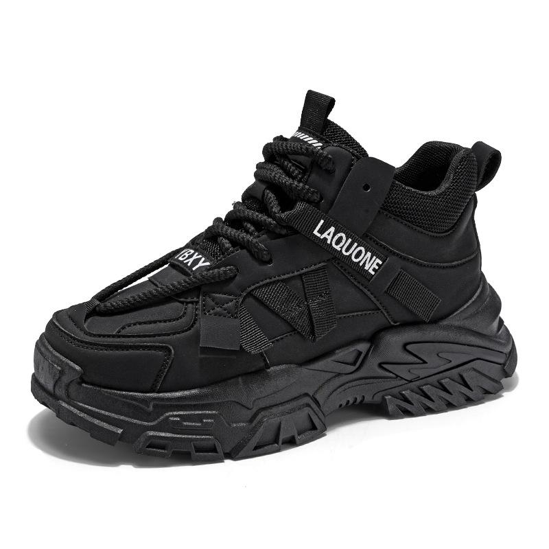 

Four Seasons Teen Thick-soled Little White Shoes Student Simple Style High-top Sneakers Fashion Leather Lace-up Dad Shoes 39