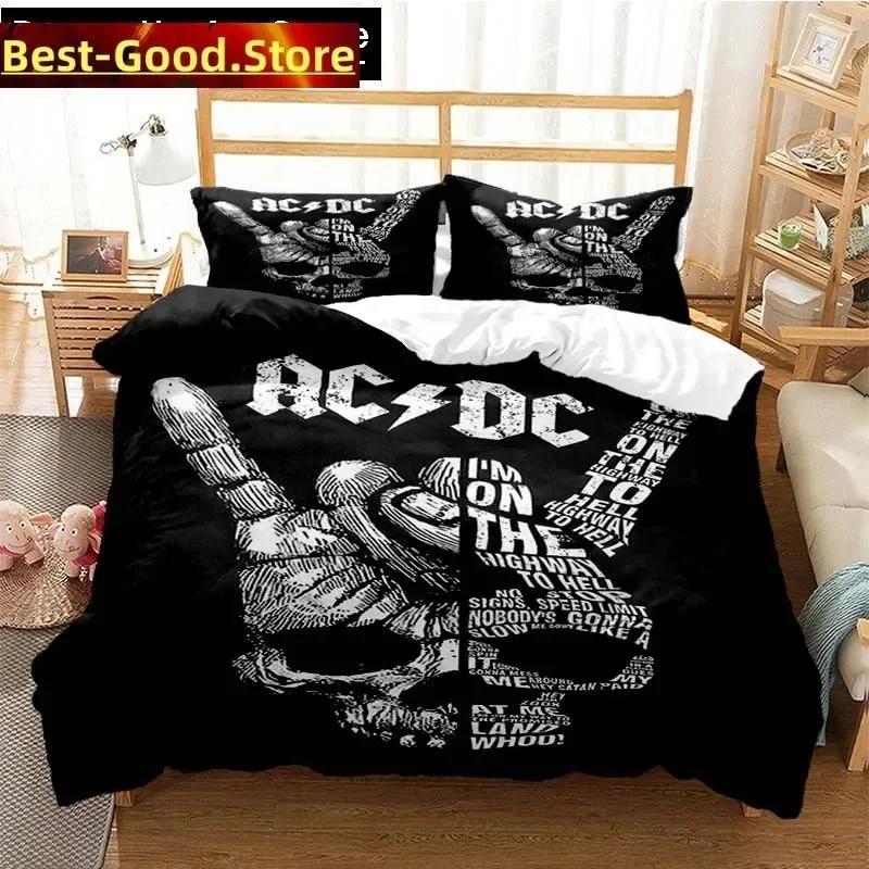 Fashion AC DC Rock Band Bedding Set Printed Bed Set With Pillowcase Bed Duvet Cover Soft Single Double Queen Super King Size