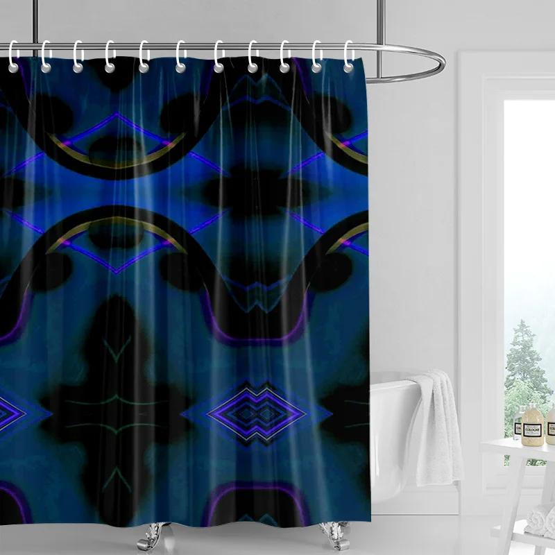 Psychedelic Symmetry Shower Curtain - Vibrant Purple, Green & Pink Swirls, Waterproof with Grommets, Modern Bathroom Decor
