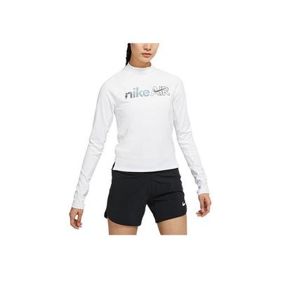 Printed Logo Solid Color Stand Collar Long Sleeve T-Shirt Women Tops White DM7546-100