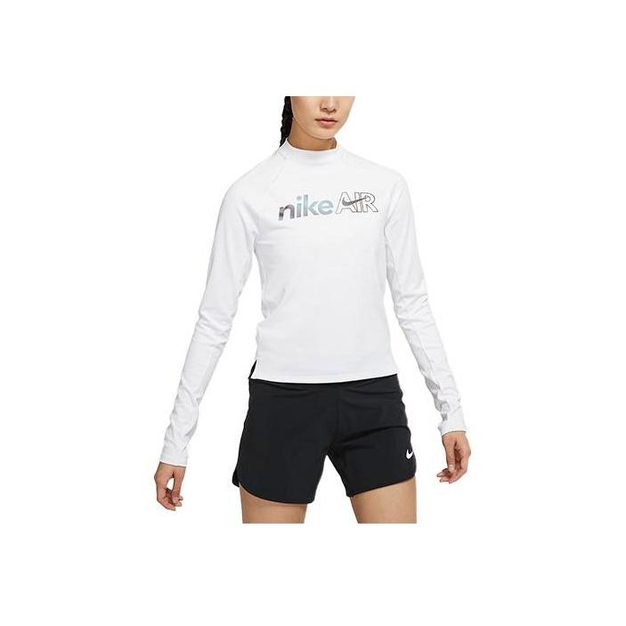 

Nike Printed Logo Solid Color Stand Collar Long Sleeve T-Shirt Women Tops White DM7546-100 L