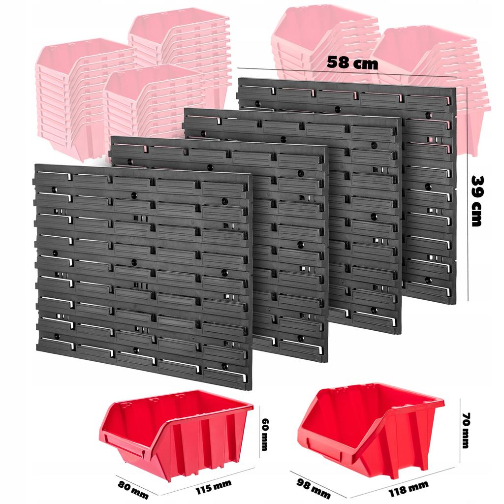 KADAX Tool Board Workshop Wall 116x78 Cm Workshop Garage Shelf 70 Pcs