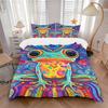 3pc Froggy Colors Cover Set - 1 Quilt Cover + 2 Pillowcases, All Seasons Bedroom Setting, Perfect for Home073