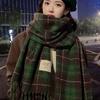 Autumn And Winter  Plaid Scarf For Women Korean Style Versatile Shawl Warm Christmas Wool Neck Scarf