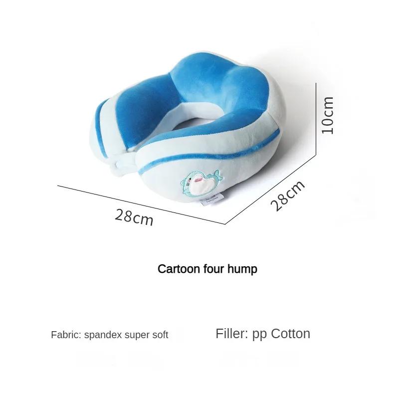 Pernă în formă de U Hump Pernă pentru gât de călătorie țesătură super moale, broderie din desene animate, pernă pentru gât, birou, mașină, pernă pentru cap de somn, avion