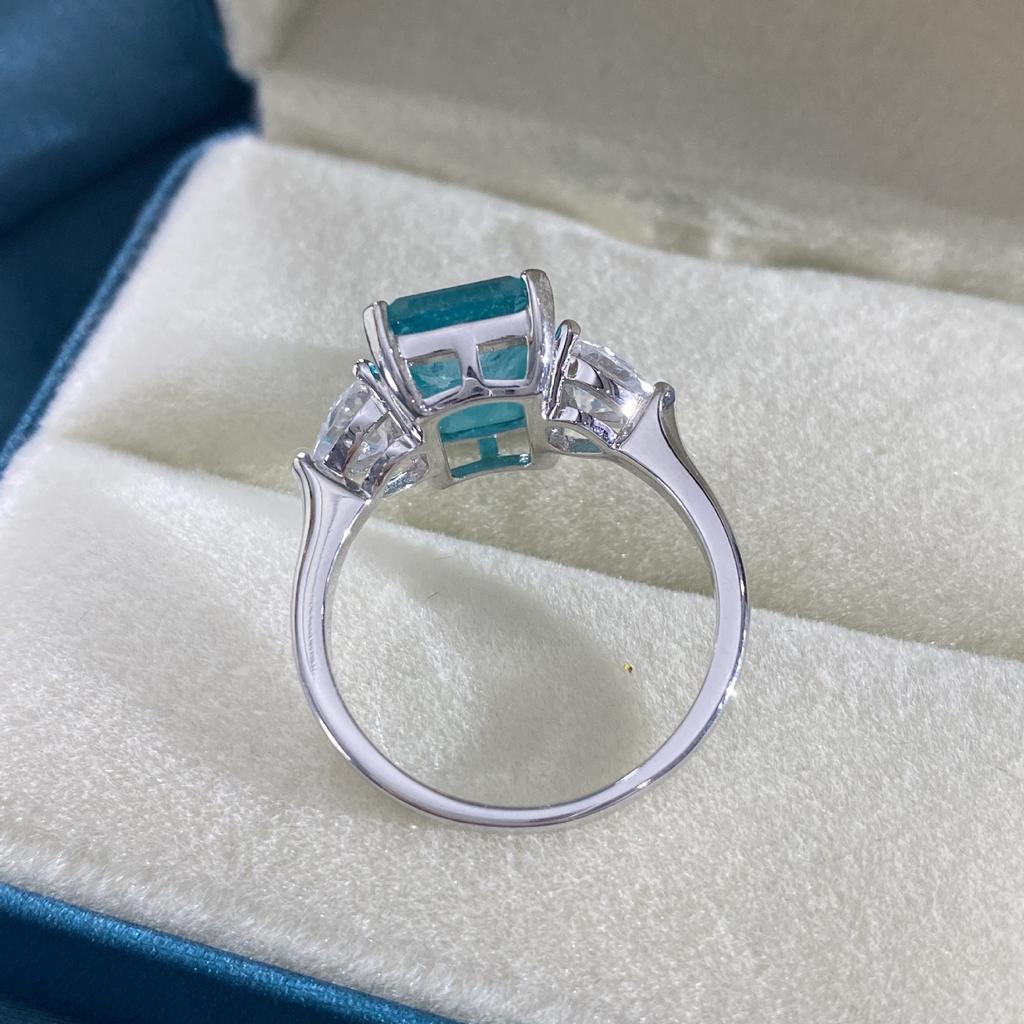 Tancise Jewelry Synthetic 8 * 12 Palaiba S925 Sterling Silver Ring