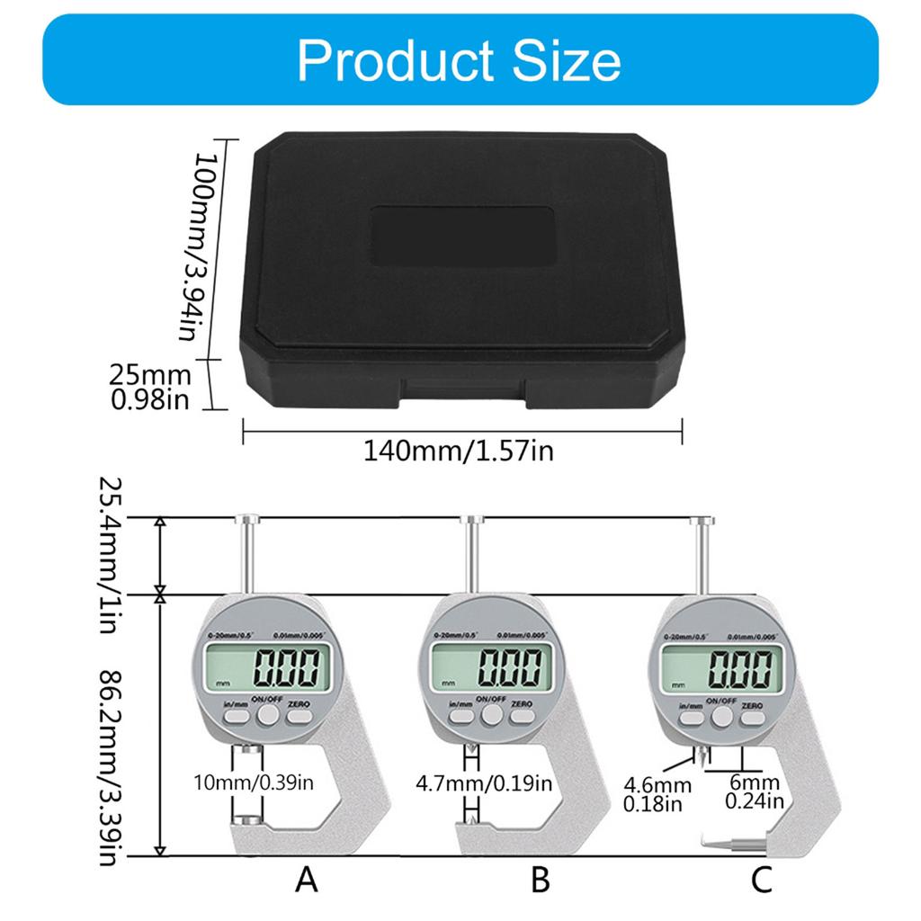 Precisions Digital Thickness Gauge High Accuracy Electronic Micrometer with Clear LCD Display Precise Thickness Meter