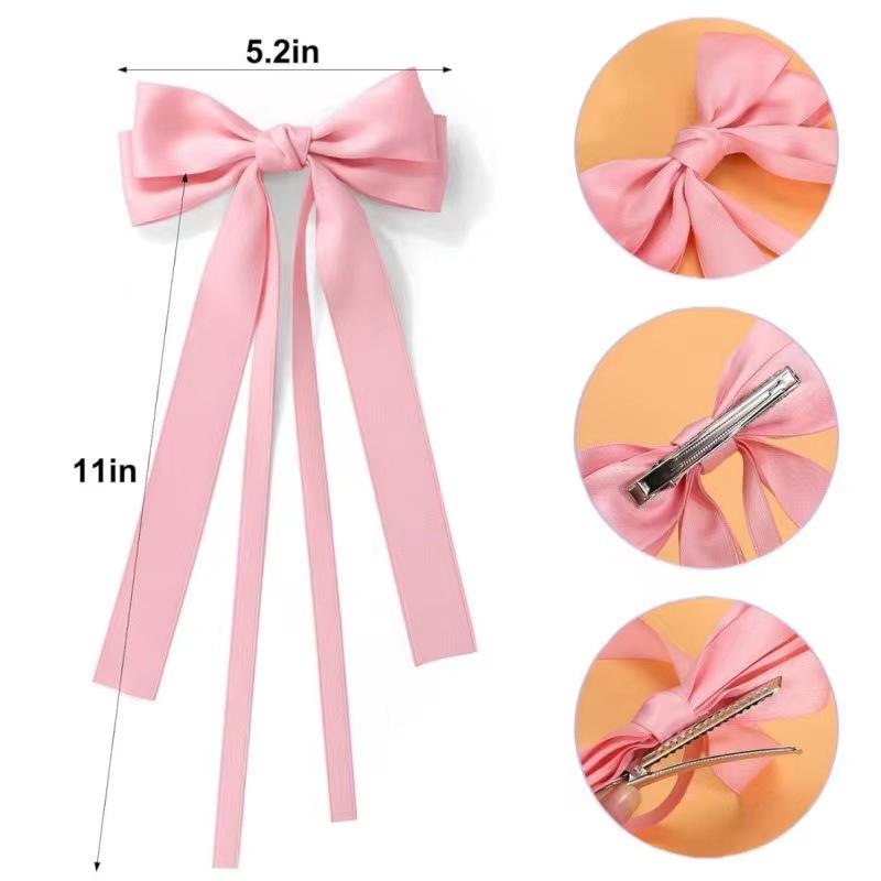 Fashion Fabric Ribbon Hair Bow Hairpin for Women Girls Hair Clips Solid Double Bow Top Clip Female Hair Accessories