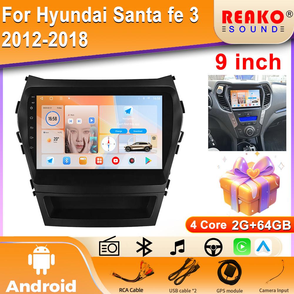 2 Din Android Car Radio Multimedia Player For Hyundai Santa Fe 3 2012-2018 Stereo CarPlay Wireless Gps Tracker Head Unit