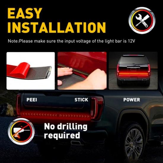 48" Inch Truck Tailgate Strip LED Sequential Brake Signal Reverse Tail Light Bar