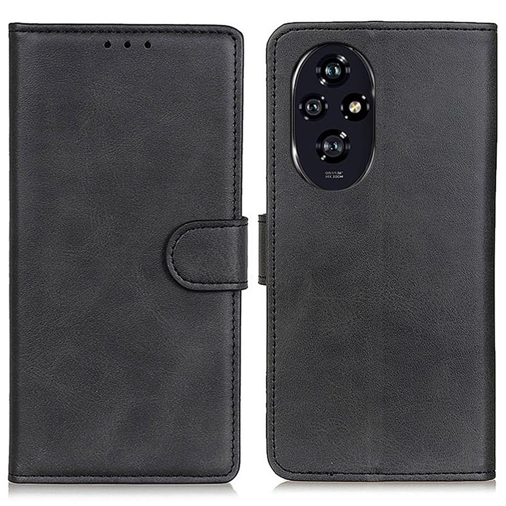 For Honor 200 Pro 5G Case Folio Stand View Leather Phone Cover Cowhide Texture