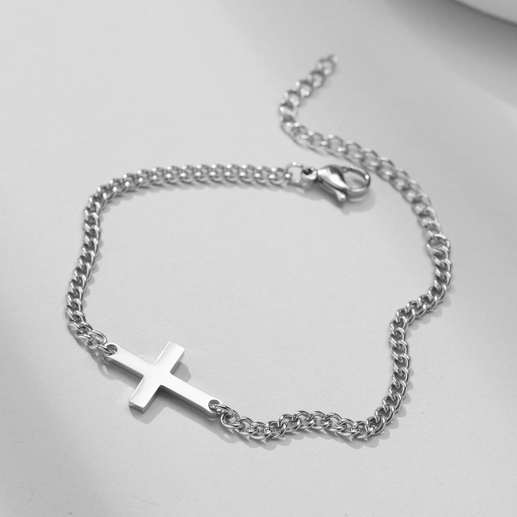 Stainless Steel Cross Religious Christian Bracelet Wristband Jewelry,Waterproof Never Fade Jewelry Gifts for Him