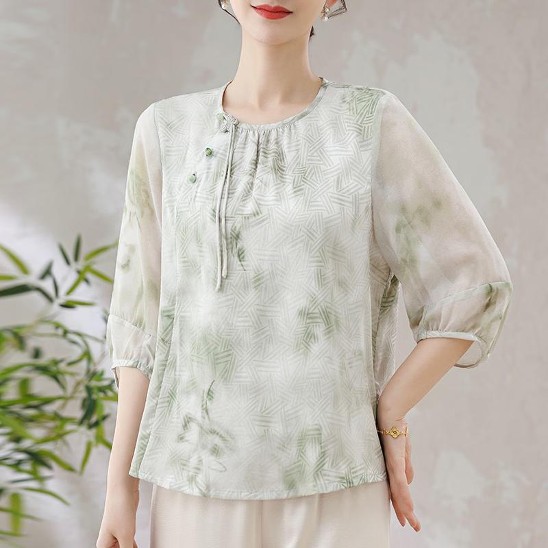 New Chinese Style Printed Blouse