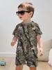Camouflage Hunting Boys Set Forest Print Sport Short Sleeve Shorts 2-Piece Set Trip Tactical Training Oversize Top Kids Clothing