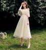2025 New Off-the-Shoulder Bridesmaid Dress: Mid-Length, Slimming, with Fairy Charm for Special Occasions.