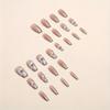24pcs Long Ballerina Shape Press On Nails, Fake Nail With Flower Decor, Glitter Full Cover Nails For Women