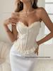 Top Scollato Aderente Patchwork di Pizzo Stile Europeo-Americano Ragazza Piccante per Donne