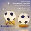 Football Night Light USB Warm White LED Circular Solid Wood Glass Small Table Lamp Bedsid Bedroom Study Decoration Illumination