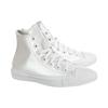 Converse Chuck Taylor All Star Iridescent Leather Non-slip and Abrasion Resistant High-Top Board Shoes Women's Silver White