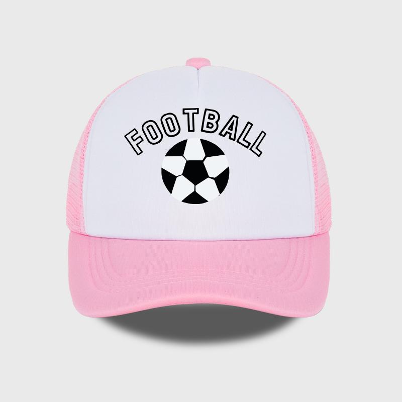 “FOOTBALL” Football-Print Sponge Mesh Cap - Adjustable Unisex Sun Hat for Soccer Fans - Fan Gift Cap