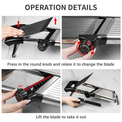 VEKAYA Mandoline Slicer, Kitchen Mandoline Slicer, Adjustable Stainless Steel Mandoline, Vegetable Slicer for Potatoes, Onions, Cucumbers, Tomatoes, a