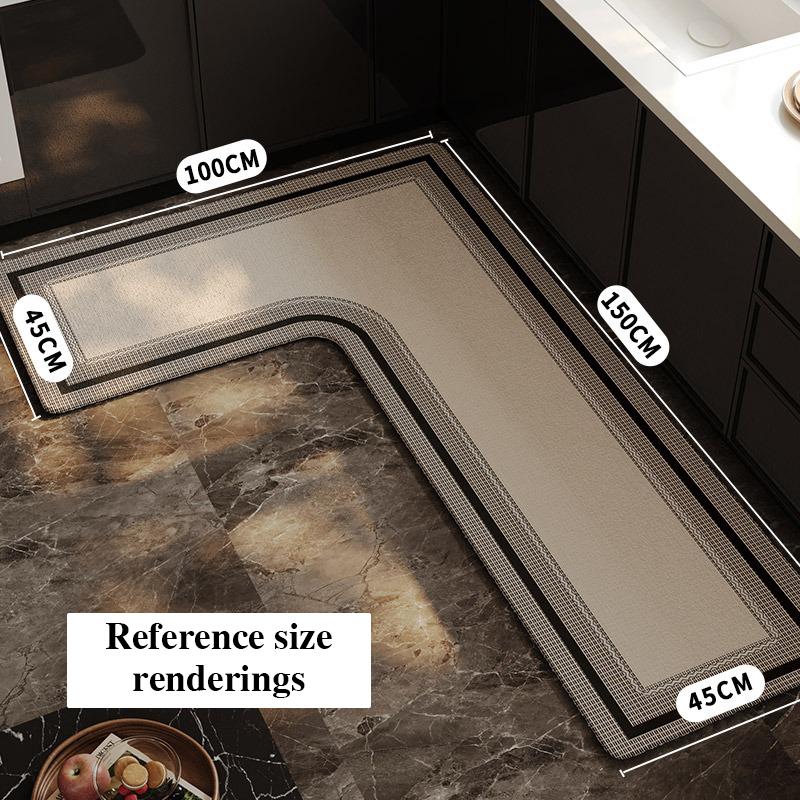 Alfombra de Cocina Impermeable Antideslizante Resistente al Desgaste Alfombra en Forma de L Minimalista Líneas Geométricas Alfombras Decoración del Hogar