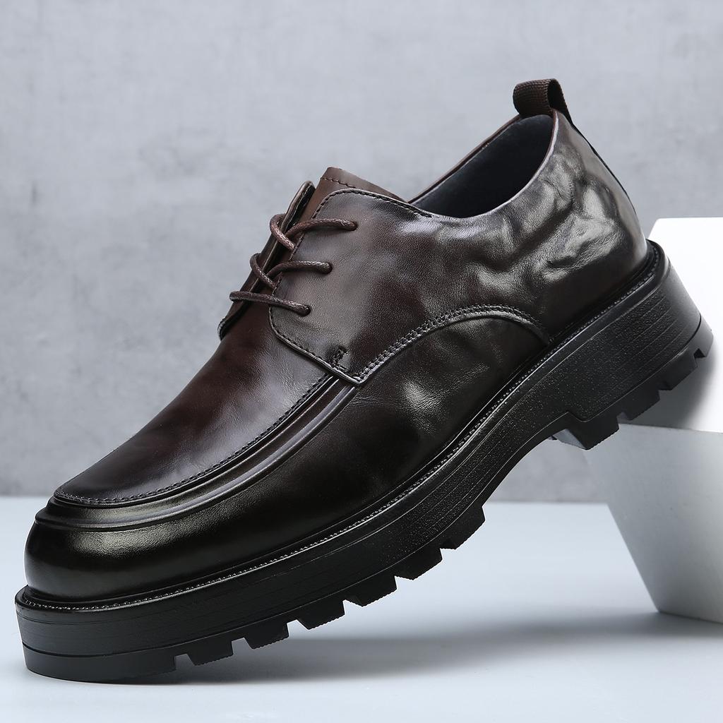 Echte Leder Plateau-Schuhe für Herren Herbst Winter Warm Business Casual Schuhe Mann Hohe Qualität Mode Anzugschuh Männlich